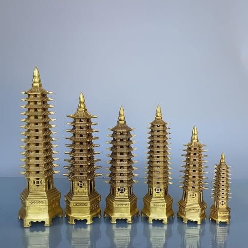 Brass Wenchang Pagoda Tower Figurine 9 Layers