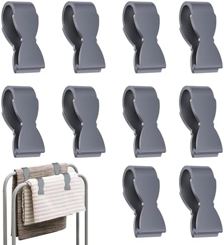 10pcs Grey Durable Towel Clips for Kitchen and Bathroom