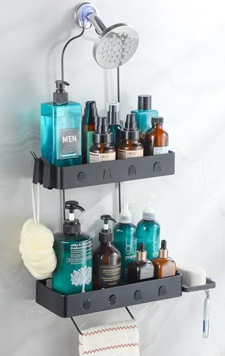 DAOYA Black Waterproof Shower Caddy with Hooks