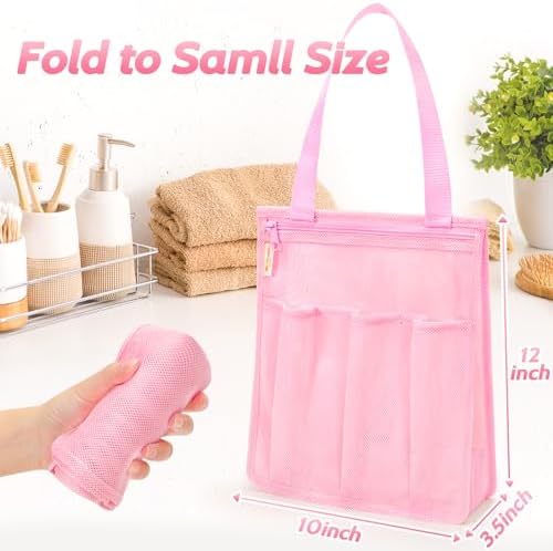 Famichan Mesh Shower Caddy Portable Pink