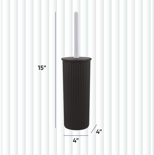 Superio Decorative Toilet Brush with Holder Set Brown