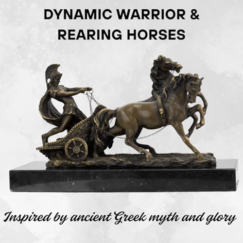 YouFine Bronze Greek Warrior Chariot Statue - 122 Inch