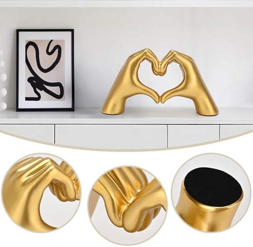 Heart Hands Sculpture Gold Resin Home Decor 1