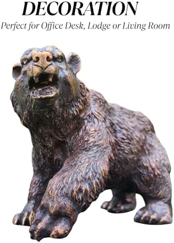Bronze Grizzly Bear Statue 11 Inch Handmade Wildlife Sculpture