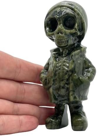 Natural Serpentine Halloween Skull Stone Figurine