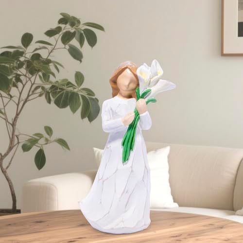 Hodao Hand-Carved Resin Mom Figurine - White Flower Mothers Day Keepsake