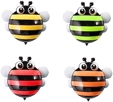 4pcs Cartoon Bee Wall Mount Toothbrush Holder with Suction Cup