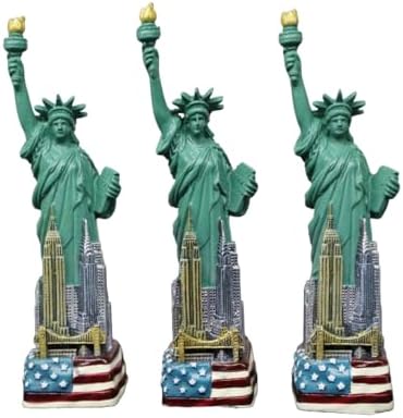 Statue of Liberty 3-Pack Replica NYC Skyline Flag Base