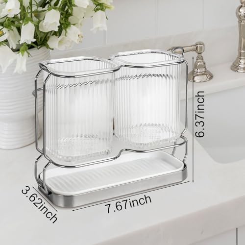HDFCLUP White Toothbrush Holder with Drain Tray