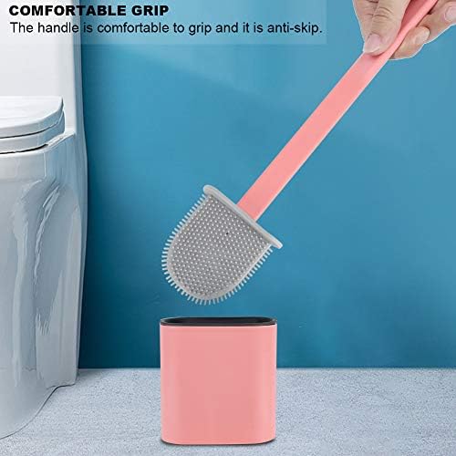 Agatige Toilet Brush with Holder 140x39x17in Pink