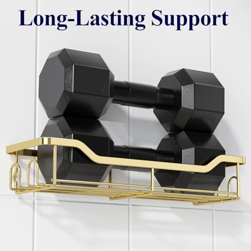 Kitsure Shower Caddy Large - 2 Pack Gold Adhesive Organizer