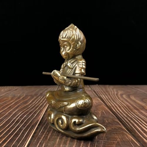 Julrybox Pure Copper Wukong Statue Brass Decor Figurine