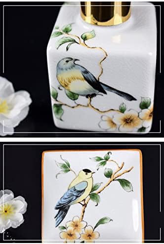 SAFWE Crack Ceramic Hand Soap Dispenser Set with Flower Bird Design