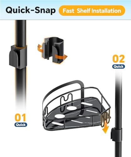 EUHOME Corner Shower Caddy Tension Pole 4-Tier Organizer