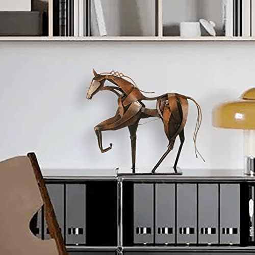 SunBlogs Art Metal Horse Statue Decor Brown