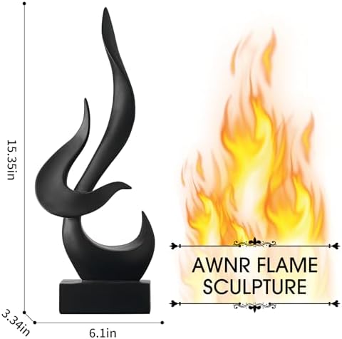AWNR Black Flame Resin Art Sculpture Modern Home Decor