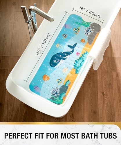 HITSLAM Baby Bath Mat with Whale 40x16 Inch Non-Slip 1