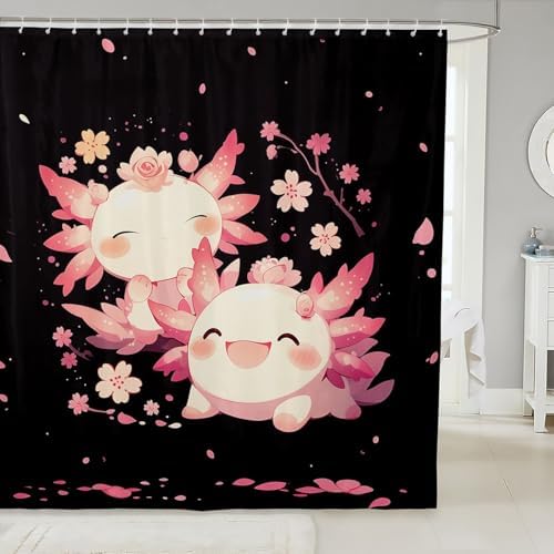 Erosebridal Girls Pink Axolotl Shower Curtain Set 1