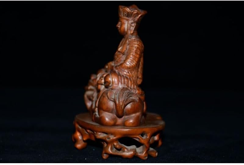 LimpaC Collection Boxwood Ksitigarbha Boddhisattva Statues Handmade Meditating Sculpture