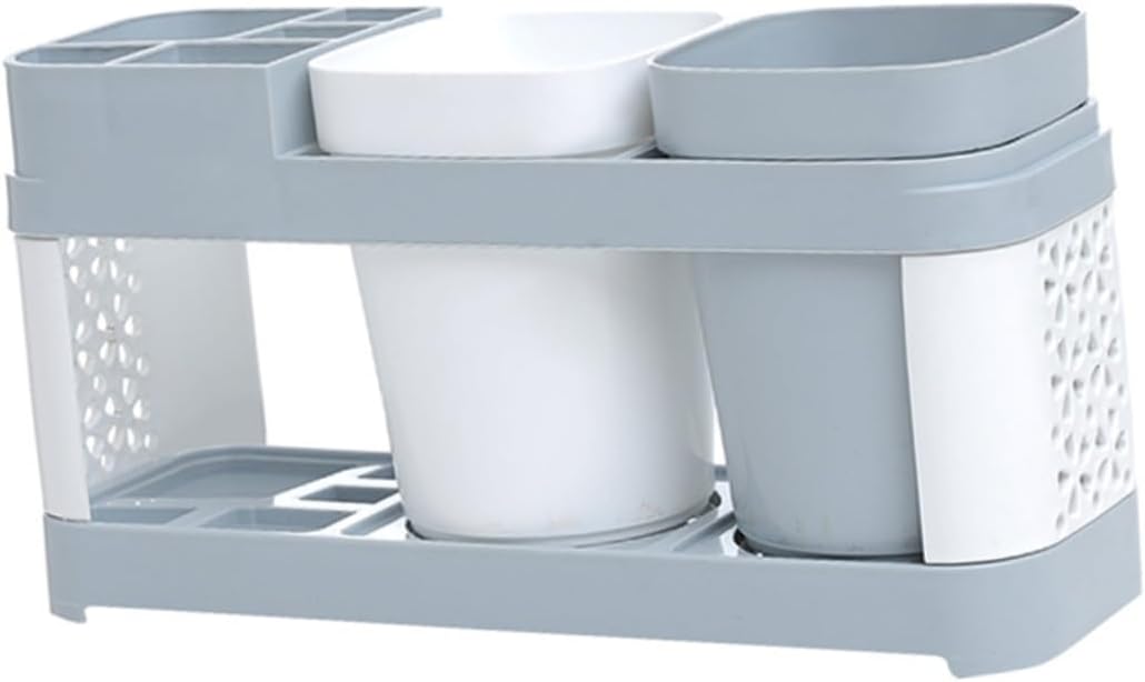 KONTONTY Toothbrush Holder with 2 Cups and 5 Slots