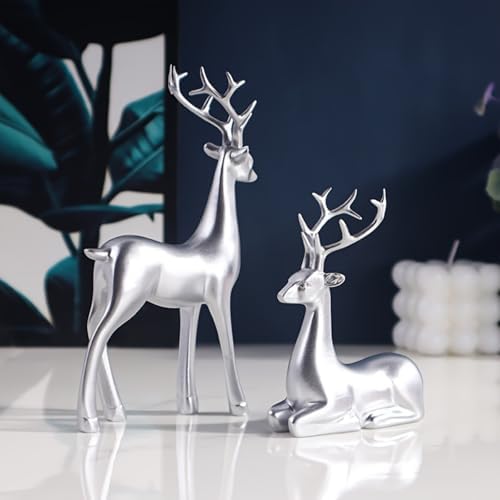 2-Piece Christmas Deer Ornament Resin Figurine