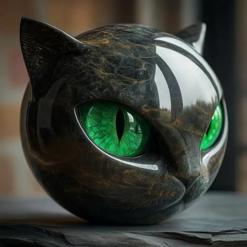 Luxury Black Cat Stone Sculpture - Unique Gift for Cat Lovers