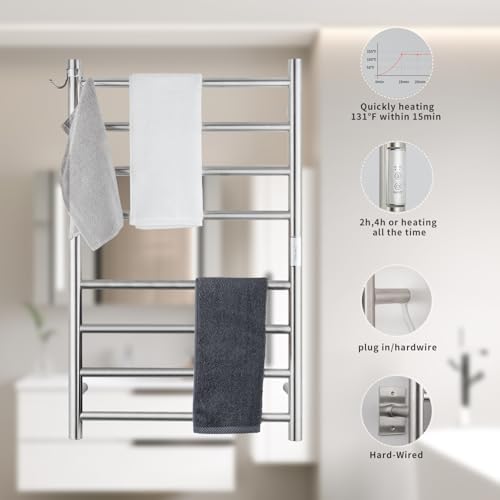 NORTTA Wall Mounted Towel Warmer 8 Bars 21 x 34