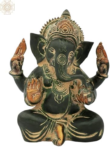 Brass Ganesha Statue Pooja Room Decor Spiritual Gift
