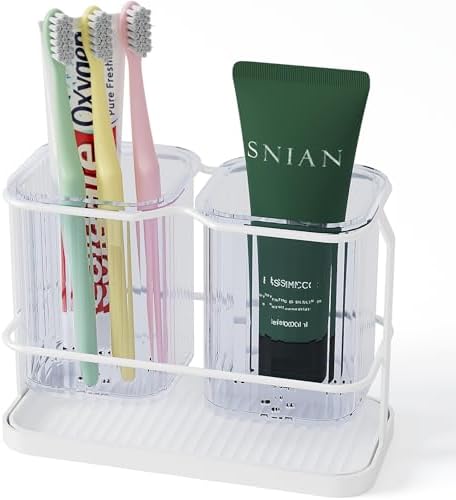 VACONICO 2 Cup Toothbrush Holder with Drain Tray