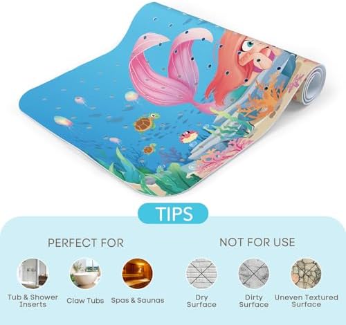SHUCHING Mermaid Baby Bath Mat 40x16 Inch Non Slip