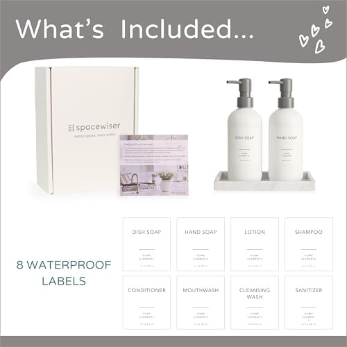 Spacewiser Shatter-Free Soap Dispenser Set with Pump and Tray