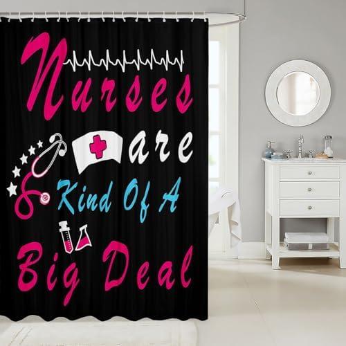 Erosebridal Nurse Shower Curtain Set with 12 Hooks