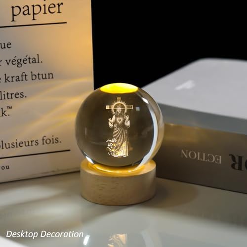 3D Crystal Jesus Cross Statue with LED Light Base 1