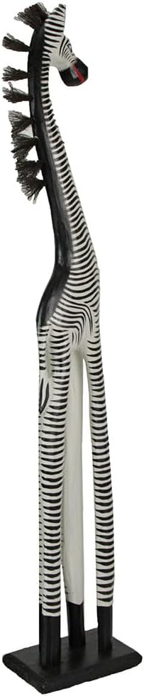 Zeckos Hand-Carved Zebra Statue 36 Inches Tall