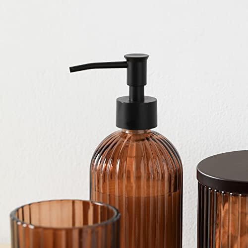 4PCS Heavy Duty Decorative Glass Bathroom Set - Brown
