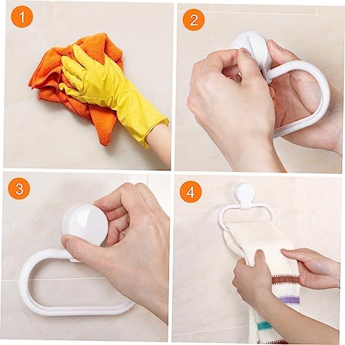 HOMSFOU Self Adhesive Towel Rack Pink Durable No Drill