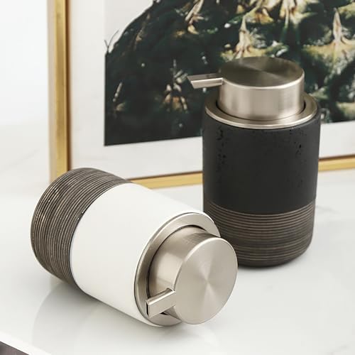 Ceramic Foaming Hand Soap Dispenser with Easy-to-Press Pump White