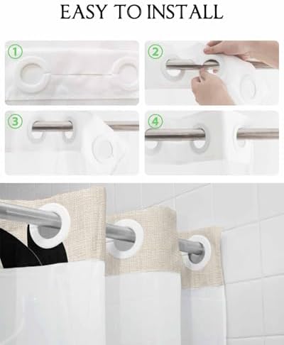 Anzona No Hook Shower Curtain Set 48x72 Inch Black White Dots Waterproof Liner