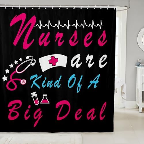 Erosebridal Nurse Shower Curtain Set with 12 Hooks