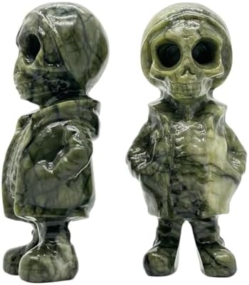 Natural Serpentine Halloween Skull Stone Figurine