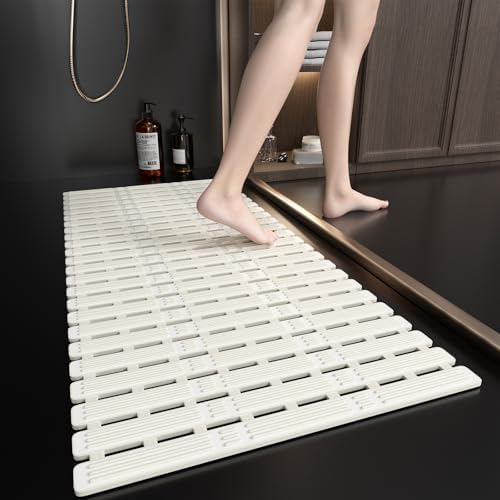 XIYUNTE Non Slip Shower Mat - 36x16 inches Cream White