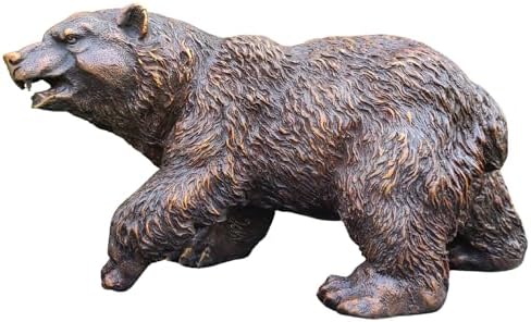 Bronze Grizzly Bear Statue 11 Inch Handmade Wildlife Sculpture