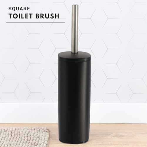 EVIDECO Square Metal Toilet Brush with Holder - Black