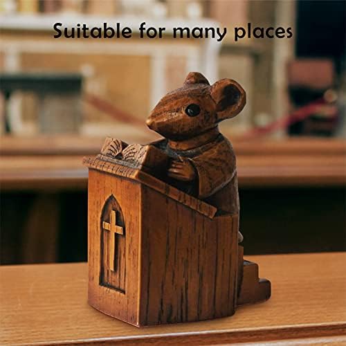 GAIBIJA Yuhoo Church Mouse Statue 10 Inch Wooden Sculpture