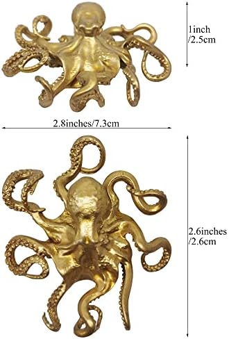 Pewery Gold Mini Octopus Figurine Home Office Garden Decor