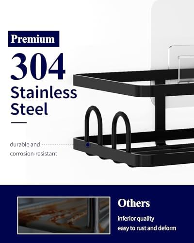 Kitsure Shower Caddy 2-Pack Black 8 Hooks Wall Mount