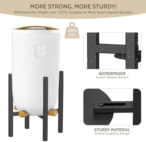 Keenray Adjustable Towel Warmer Stand with Trays Heavy Duty Black