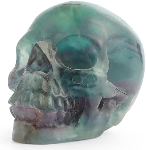 LEADGEM Rainbow Fluorite Crystal Skull Statue 30 Inch