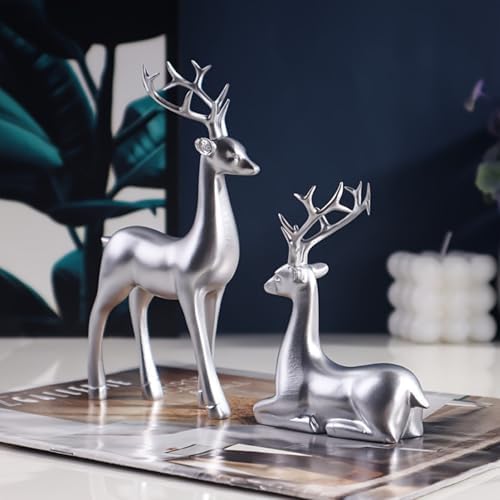 2-Piece Christmas Deer Ornament Resin Figurine