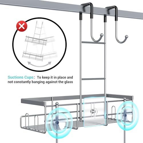 Aitatty Silver Hanging Shower Caddy Over Door - No Drilling